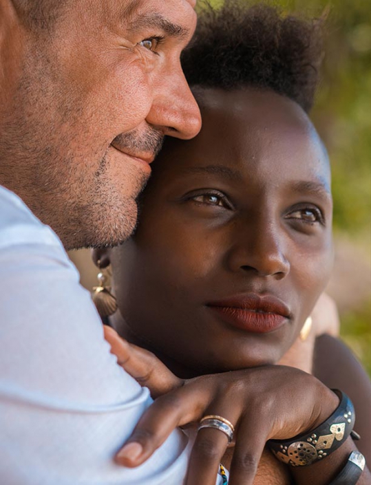 This photo shows a Germen- Kenan couple portrait closeup