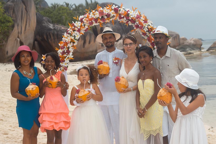 This photo shows a wedding group from La Reunion in Seychelles